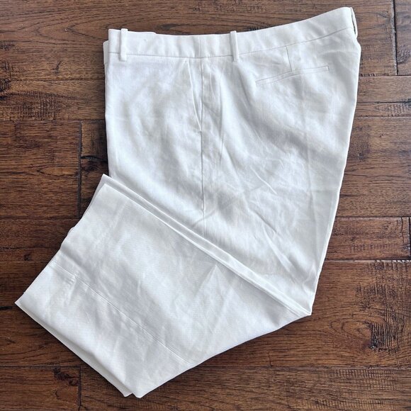 J. Crew Pants - J. Crew Women Linen Blend White Wide Leg Sz 22 Pant High Rise Slash Pocket LINEN